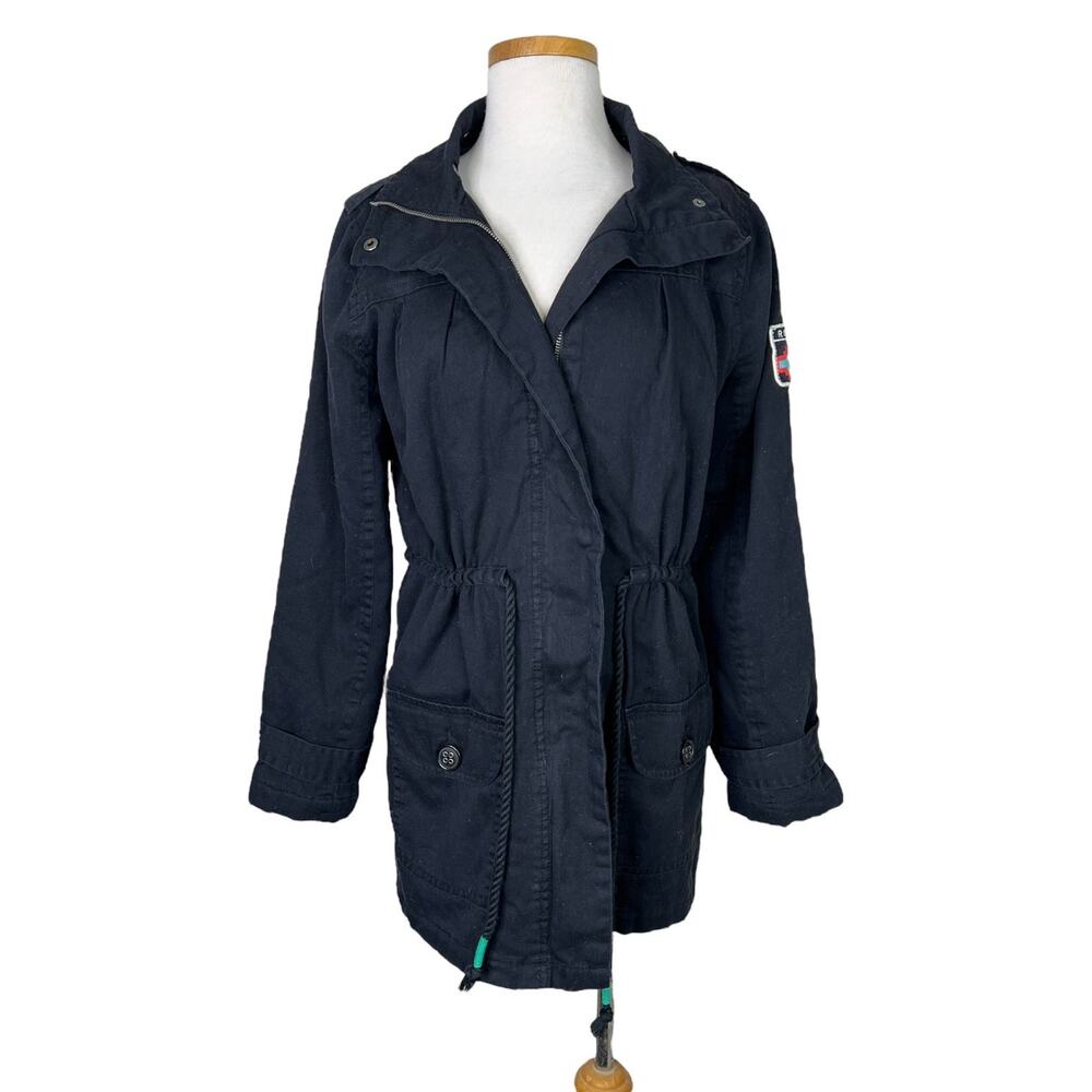 Roxy Sun Goes Down Black Utility Jacket Canvas Thumbholes Womens Medium